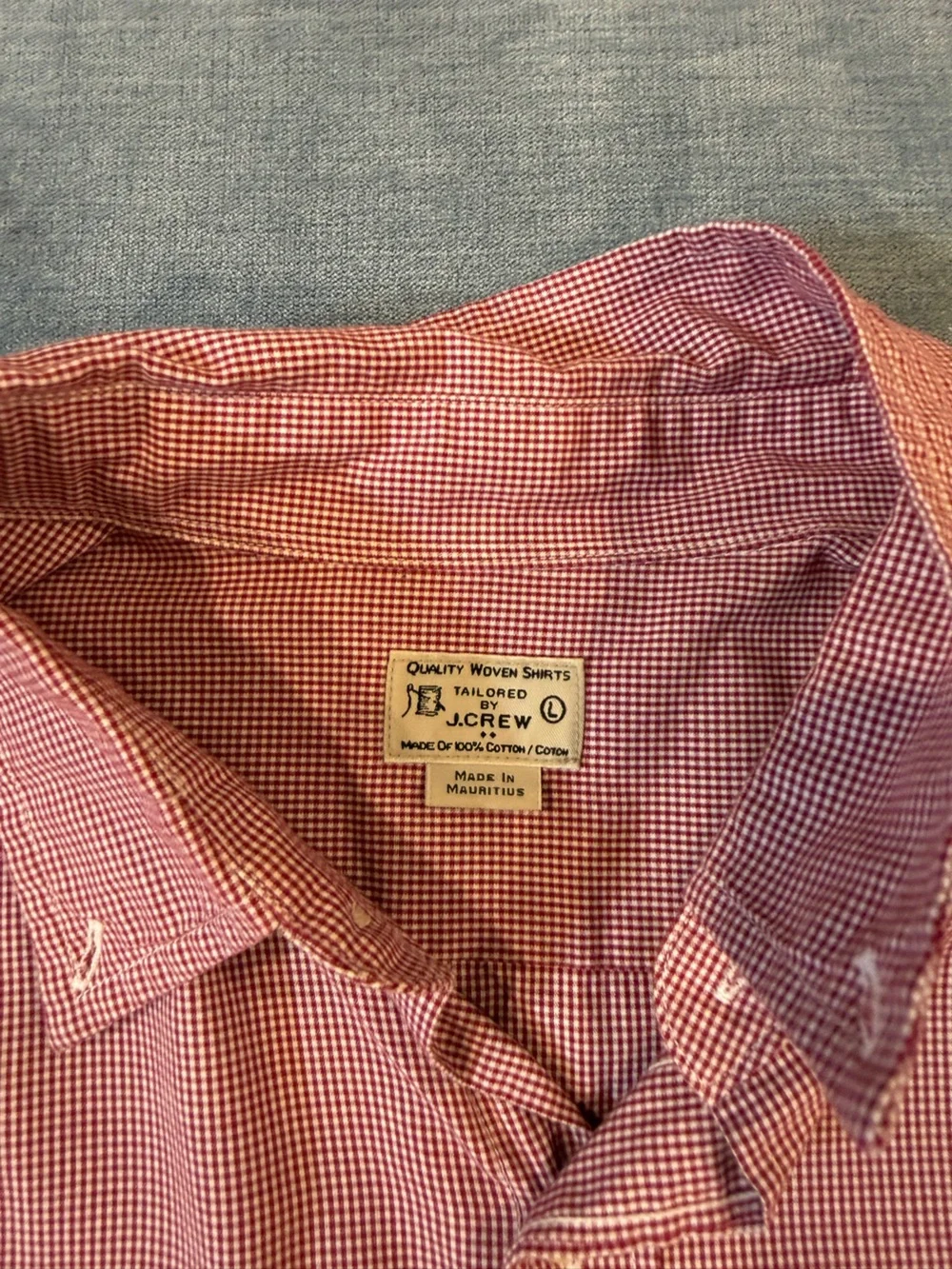 J. Crew Men's Red Micro-Check Button-Down Shirt